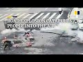 Road explosion in China catapults passers-by into the air