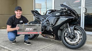 Yamaha R1 SC Project Exhaust Install - UNBELIEVABLE Sound