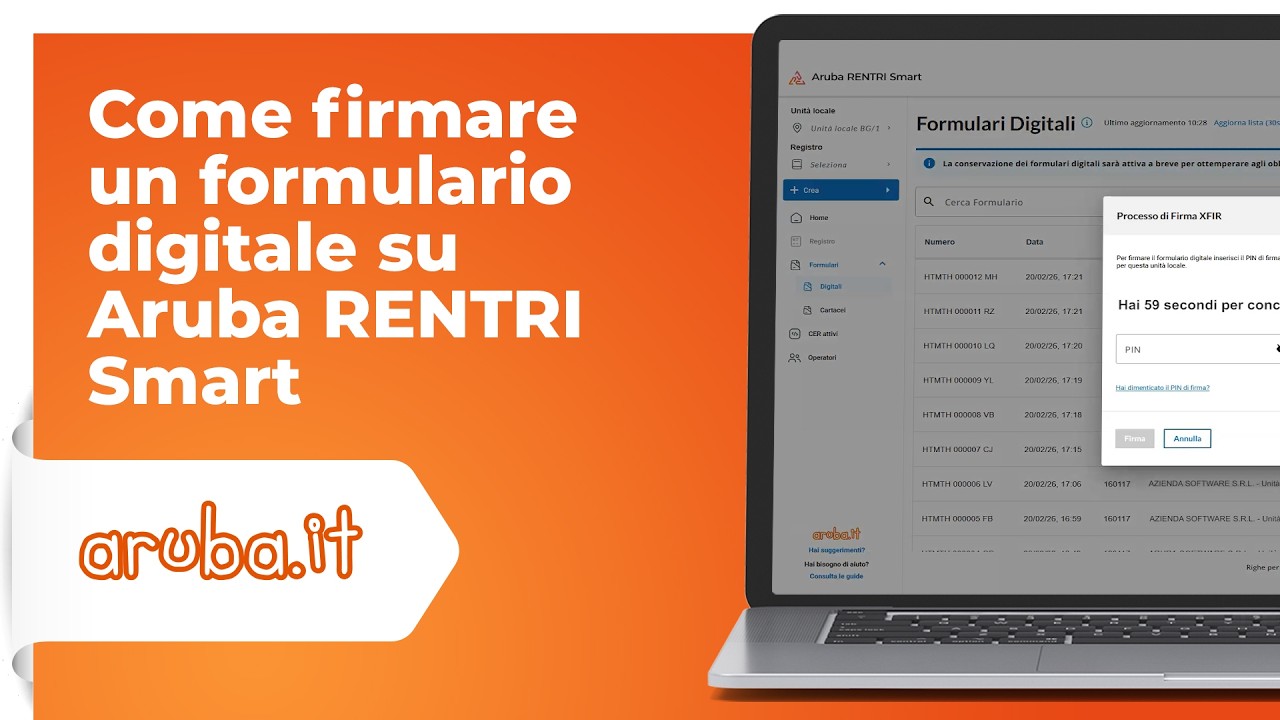 Come firmare un formulario digitale su Aruba RENTRI Smart