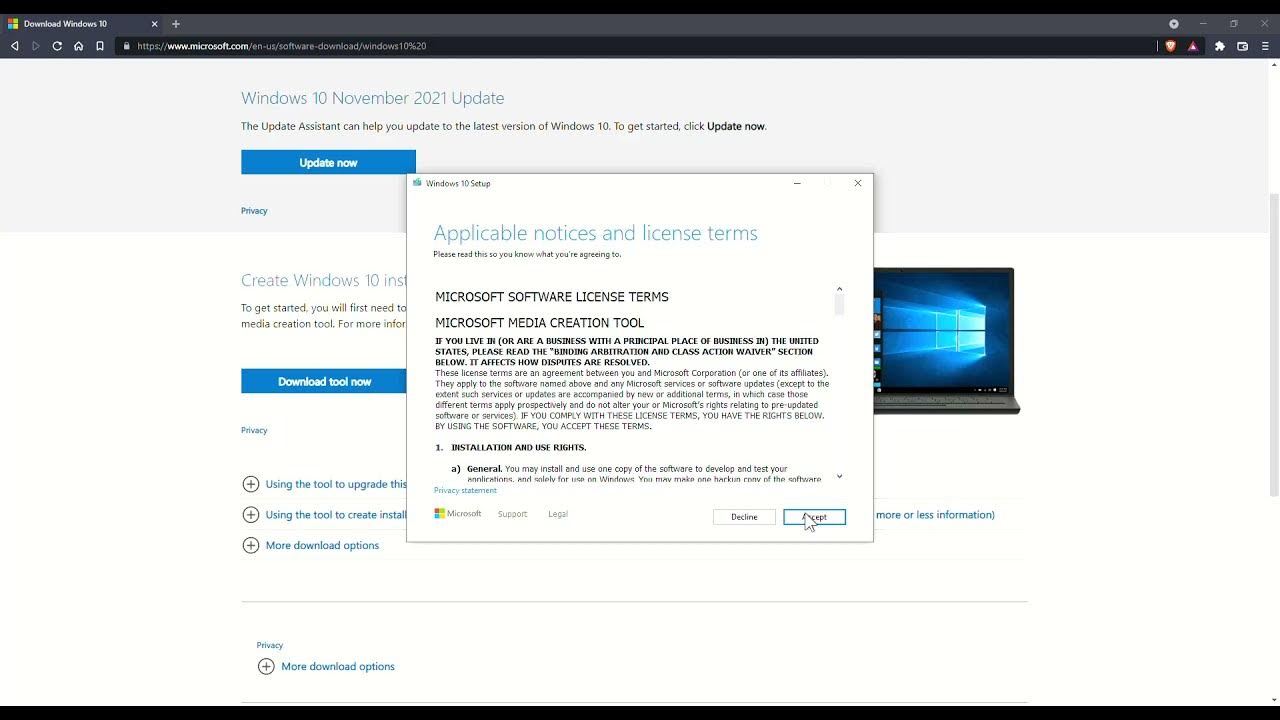 Create Windows Installation Media Format or Upgrade your PC to the