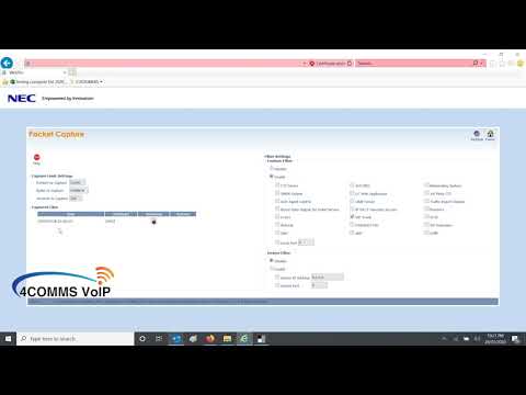 Extract a Packet trace on a NEC SV9100 PBX via webpro