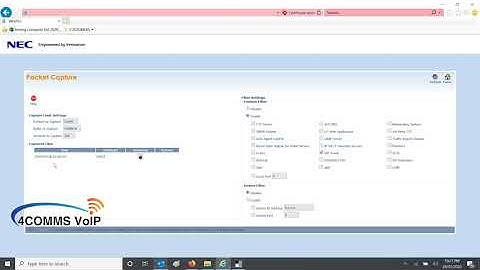 Extract a Packet trace on a NEC SV9100 PBX via webpro