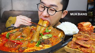 ASMR MUKBANGㅣKorean Spicy Beef Tripe Hot Pot & SausageㅣEATING SHOW