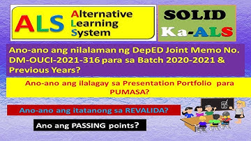 Video 161-ALS Batch 2020 2021 Presentation Portfolio & Revalida |  Joint Memo No. DM-OUCI-2021-316