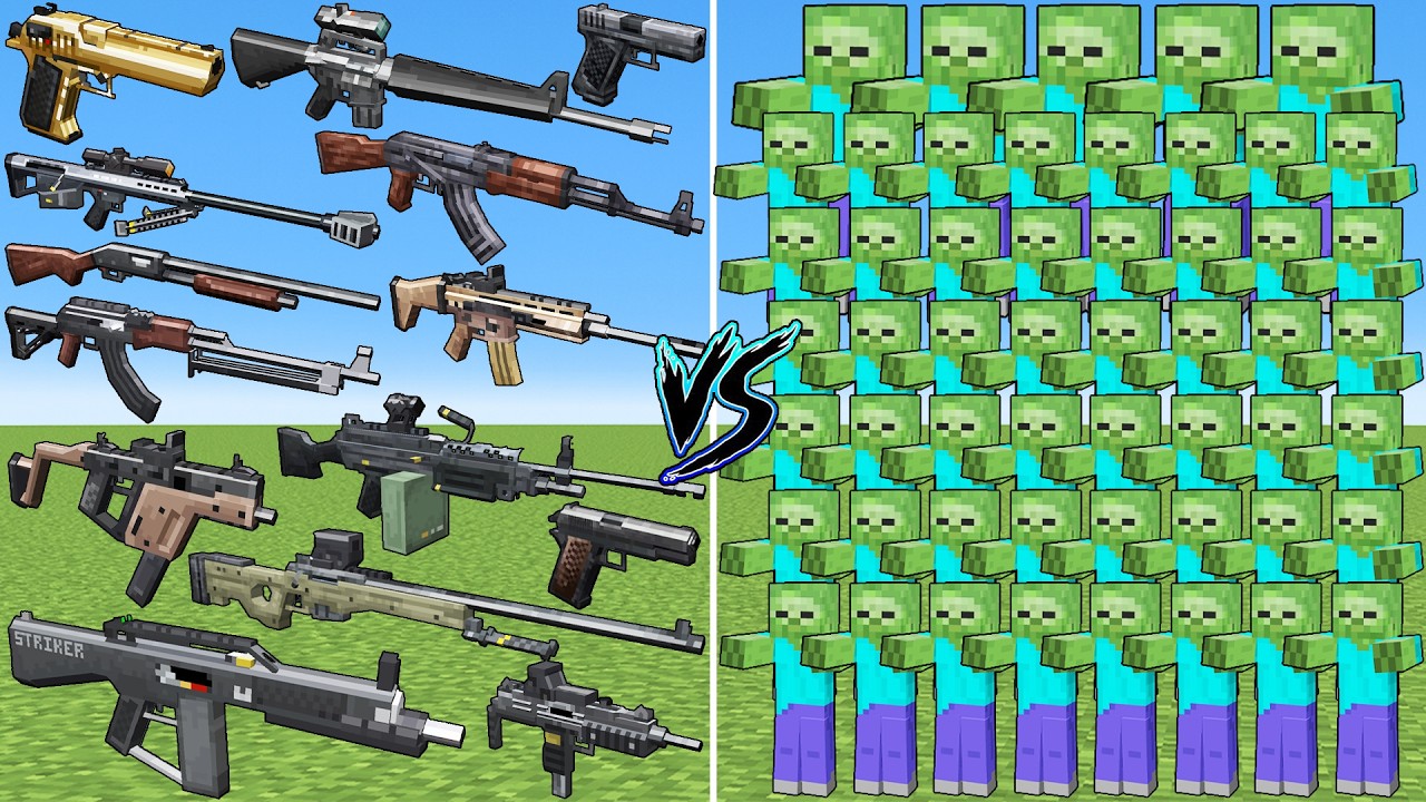 What TaCZ Gun can Defeat the Most Minecraft Zombie Mobs in a Row?