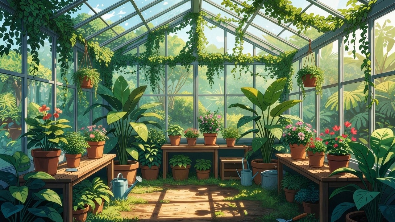 Cozy Greenhouse Piano 🌿 Relaxing Upbeat Instrumental | Sleep, Study & Calm Vibes