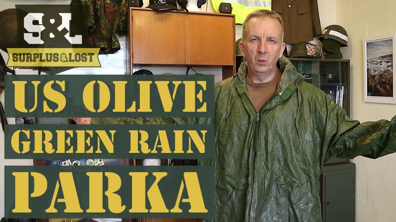 US wet weather olive parka