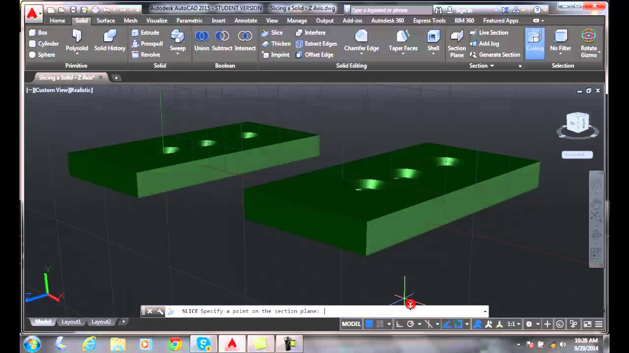 3D Modeling 08-20 Slicing a Solid Z Axis - YouTube