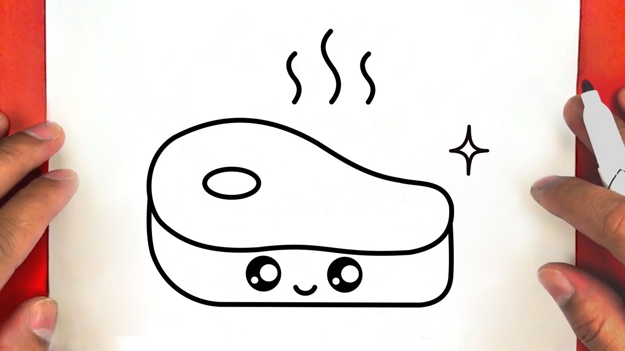 Dessin d'un mignon steak de boeuf | Comment dessiner un steak de boeuf