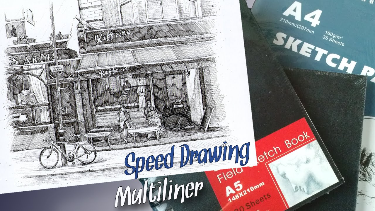 Speed drawing "Cafe"/ Быстрое рисование мультилайнером "Кафе"