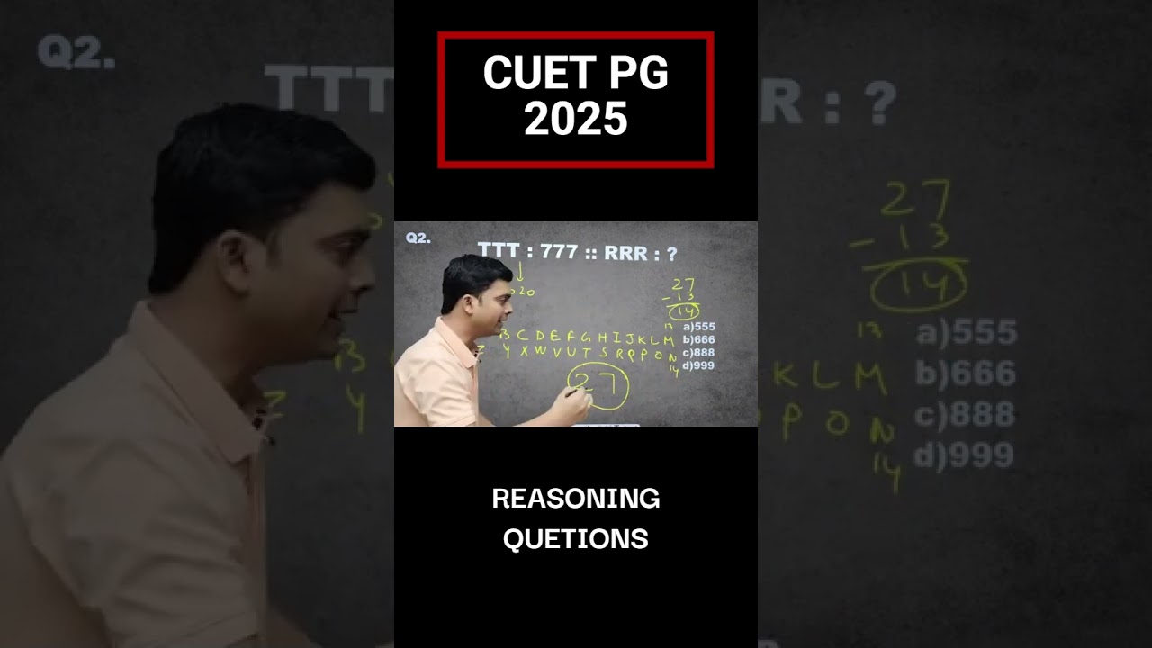 CUET UG/PG 2025 | REASONING | ALPHABET CODE QUESTION  