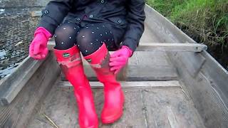 Red rain boots and raincoat fun time50