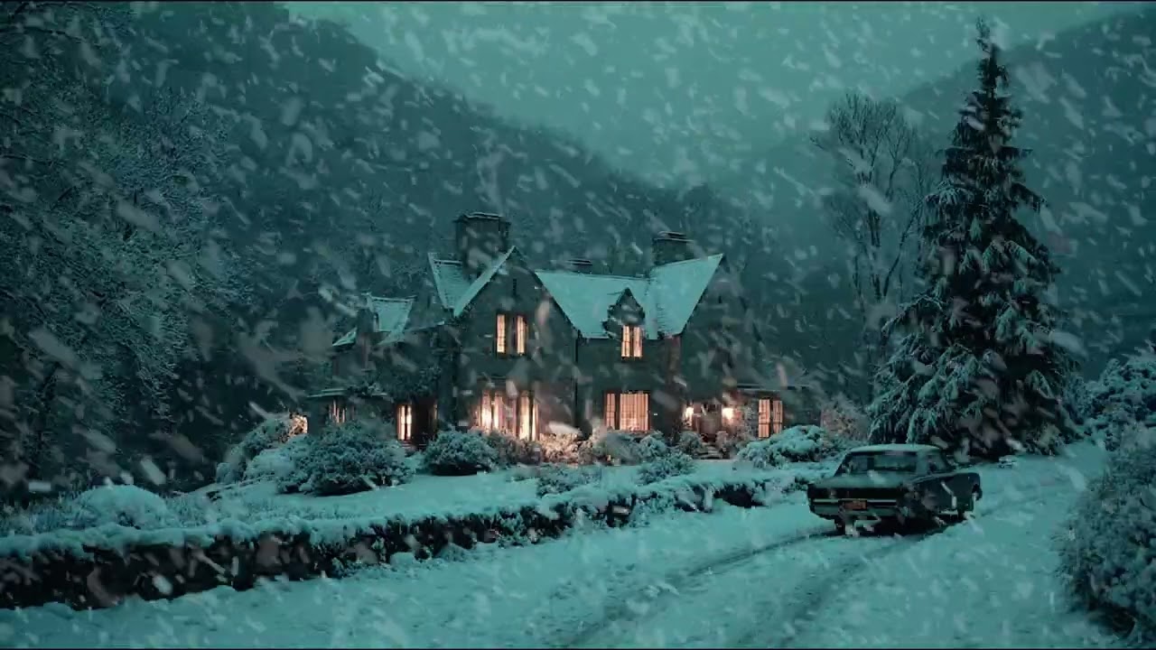 Snowy Forest Winter Ambience with Whistling Wind and Soft Snowfall for Calm, Peaceful Relaxation