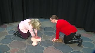 The American Heart Association teaching hands-only CPR