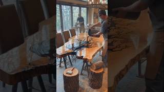 Beautiful Wooden Dining Table with a Tree Branch Design#usa #music #diy #home #ai