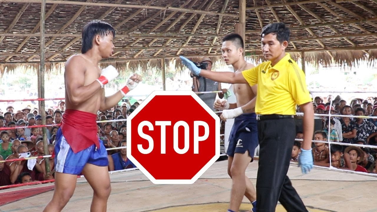 Referee stop the fight 😳😲 Lethwei Mania YouTube