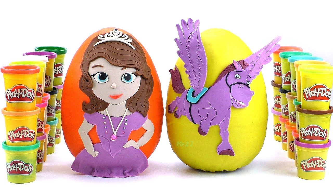 Huge Play Doh Surprise Eggs Sofia the First and winged horse Minimus ...