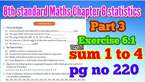 8th std Maths-chapter 6 Statistics - part 3- exercise 6.1(sum 1 to 4)-pg no 220