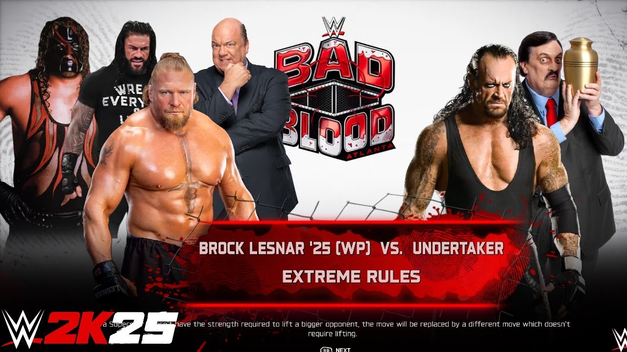 WWE 2k25 - Brock Lesnar vs Undertaker: Extreme Rules Match at Bad Blood 