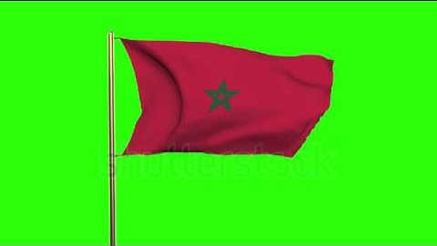 Morocco flag waving in the wind. Green screen, alpha matte. Loopable animation Stock video by