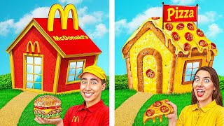One Colored House Challenge  Mcdonalds Vs Ice Cream Vs Donuts By Trend Do Challenge