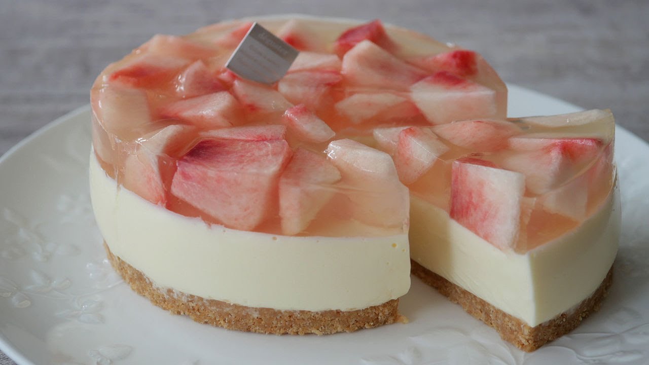 桃のレアチーズケーキ No Bake Cheesecake With Peach Jelly Topping Youtube