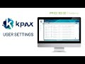 Kpax training  user settings