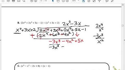 Algebra 2 Lesson 5.3 part 2 Dividing Polynomials