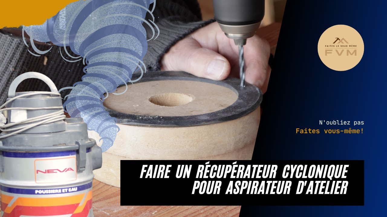 Séparateur ou récupérateur, sciure, copeau, cyclone, pour aspirateur d'atelier