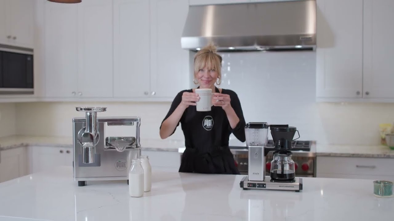 PURE Juicer Making Coffee and ColdPressed Almond Milk YouTube
