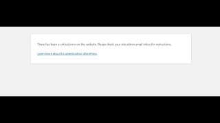 Quick fix there has been a critical error on this website