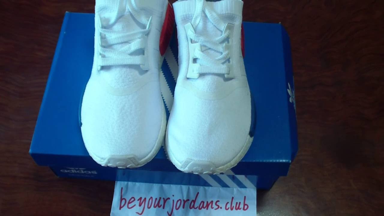 ADIDAS NMD RUNNER PK BOOST WHITE RED BLUE FROM BEYOURJORDANS.CLUB