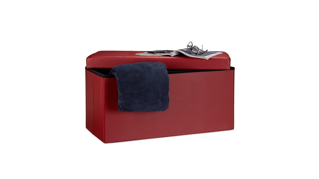 Sitzbank mit Stauraum Kunstleder Dunkelrot - YouTube