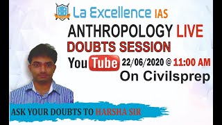 Anthropology Enrichment Programme LIVE Doubt Session by Harsha Mannava sir