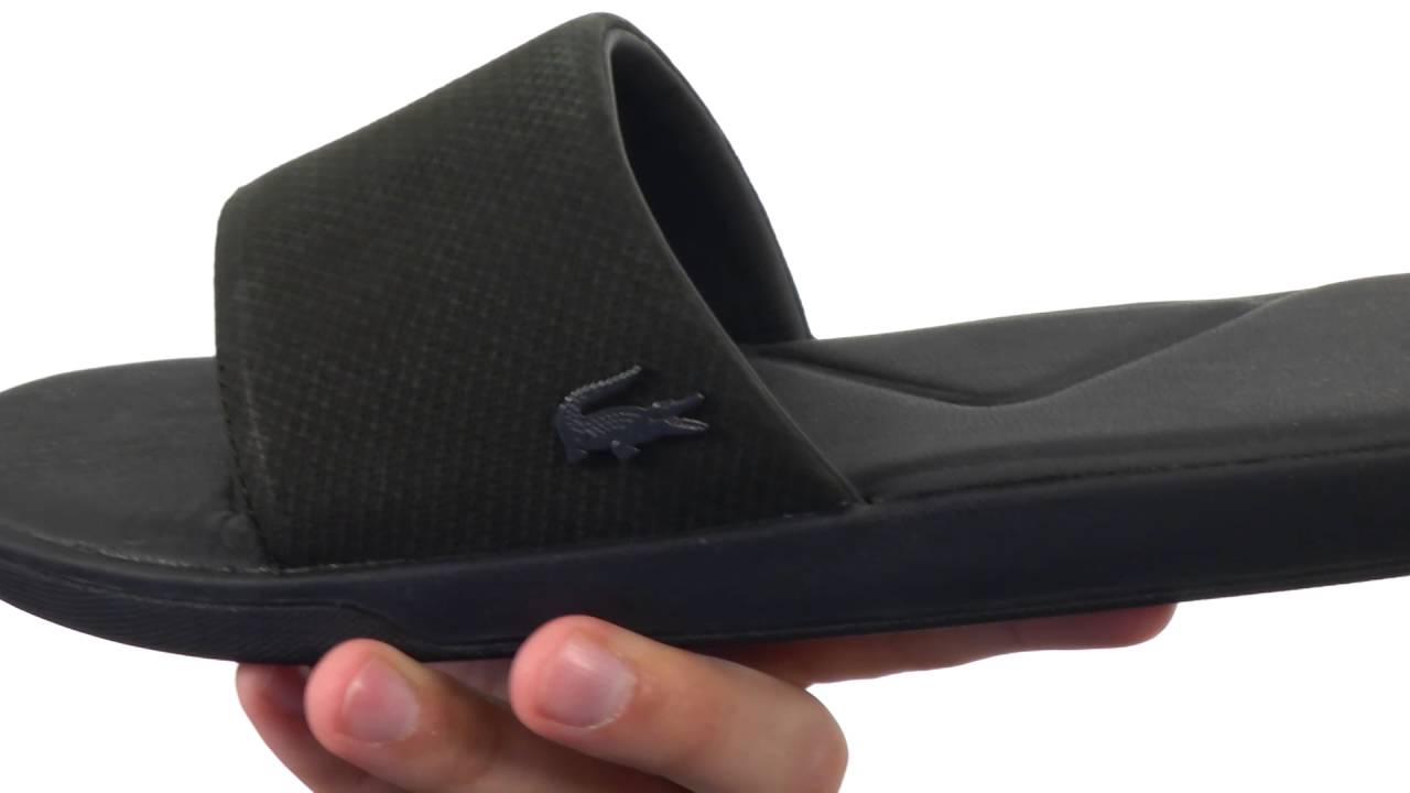 lacoste black sliders