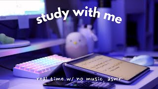 study with me: real-time night edition, apple pencil writing asmr, no music, with timer