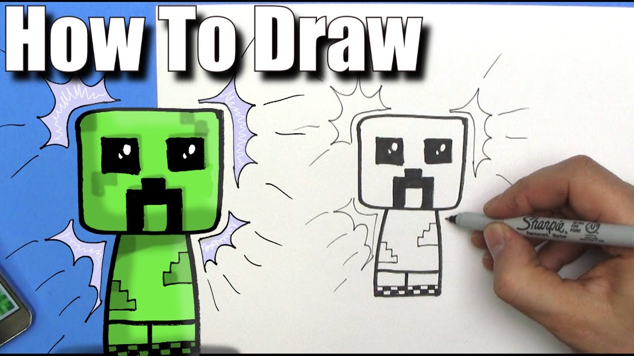 How to Draw Creeper Face, Pixel Minecraft