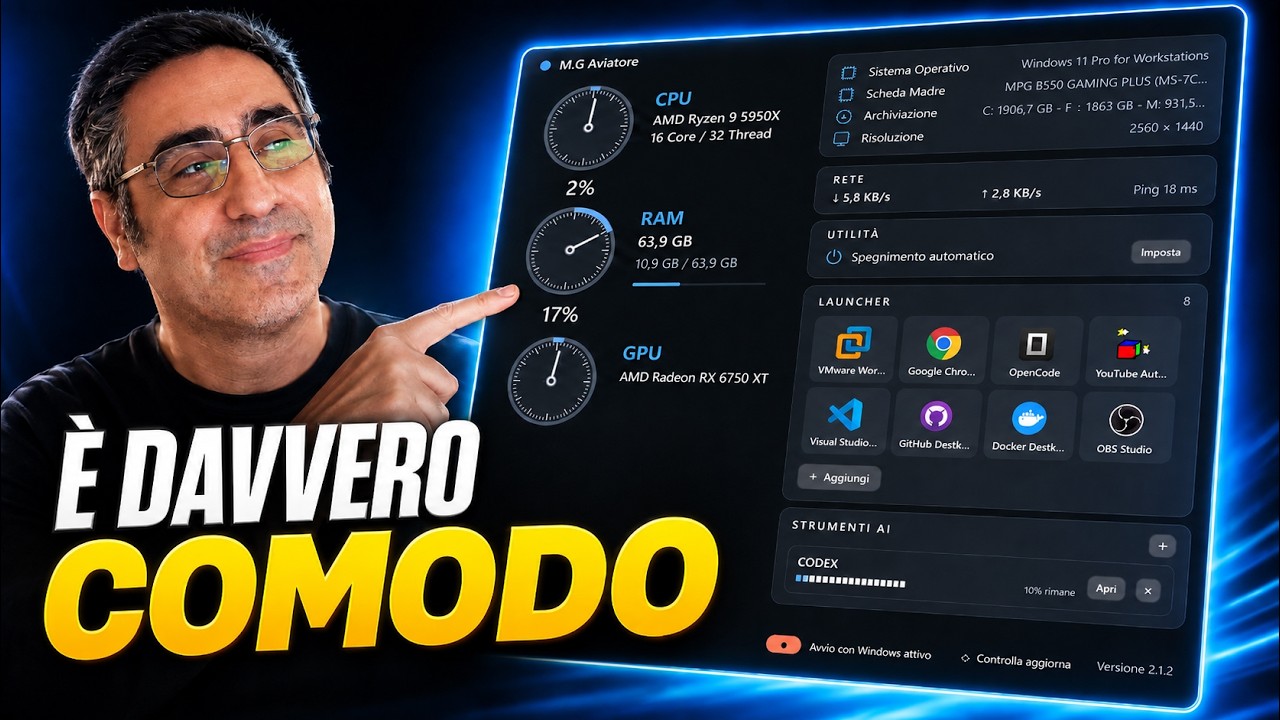 Thumbnail del video Ho creato un tool per Windows: il desktop diventa un centro di controllo