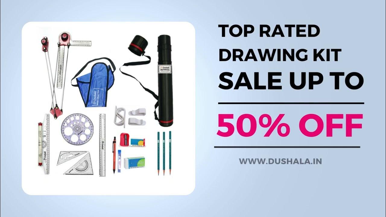 Dushala Engineering Drawing Kit Mini Drafter (Red), sheet holder box