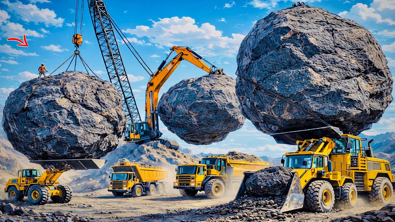 Incredible Marble Stone Loading | Huge Trucks Working in Mountain Quarry