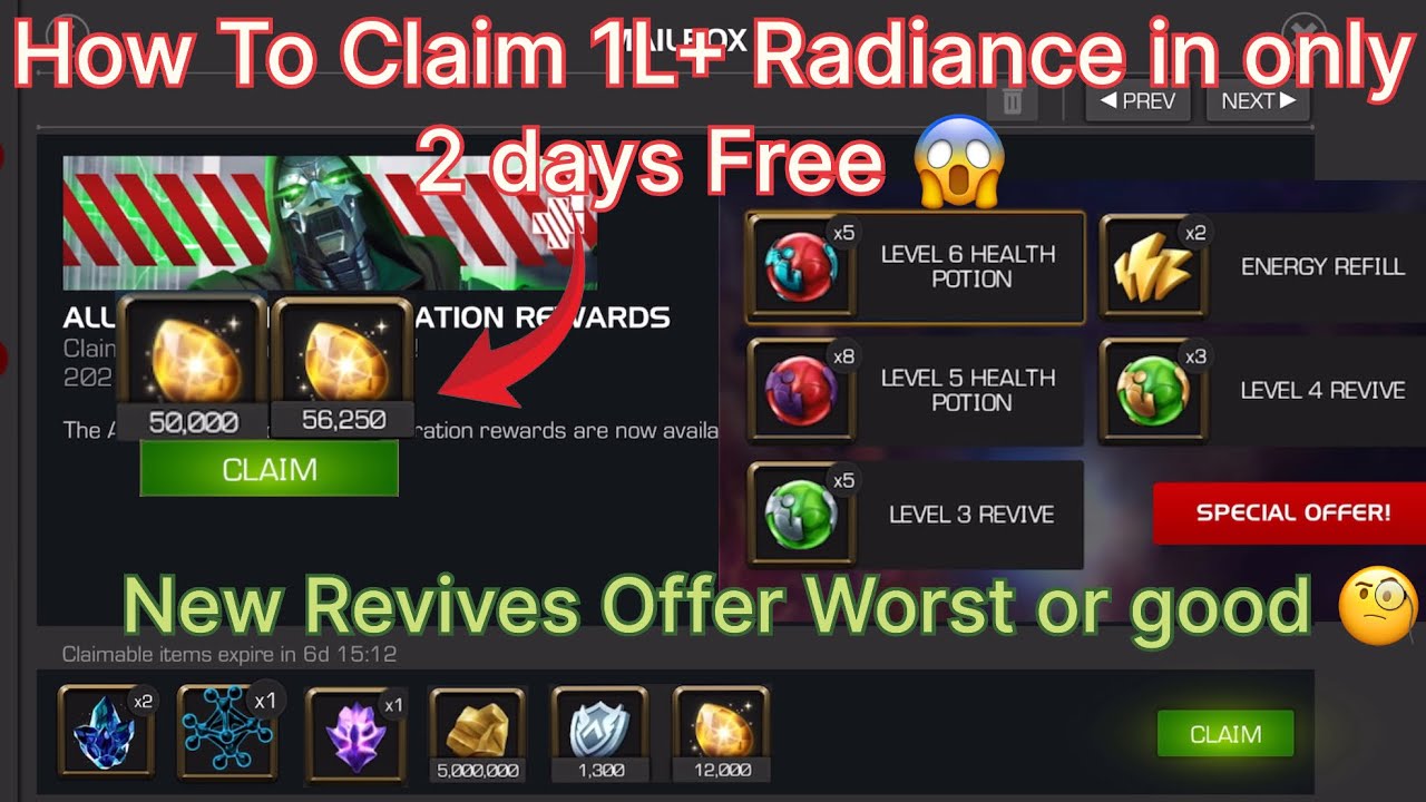 Get 1lakh Radiance and rank up your champions in free mcoc in hindi