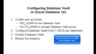Configuring Database Vault in Oracle Database 12c