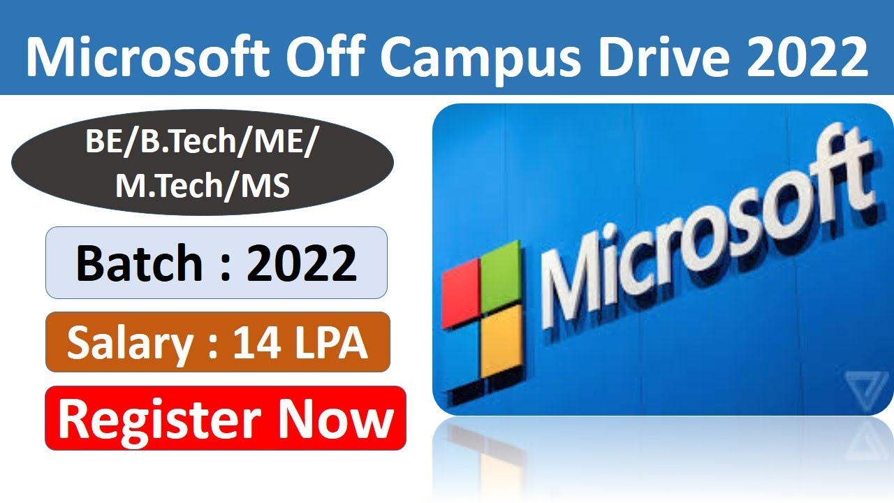 Microsoft off campus drive 2022 Registration | Hiring With 14 LPA ...