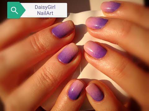 Purple ombre / gradient nails for beginners. ომბრე მანიკური