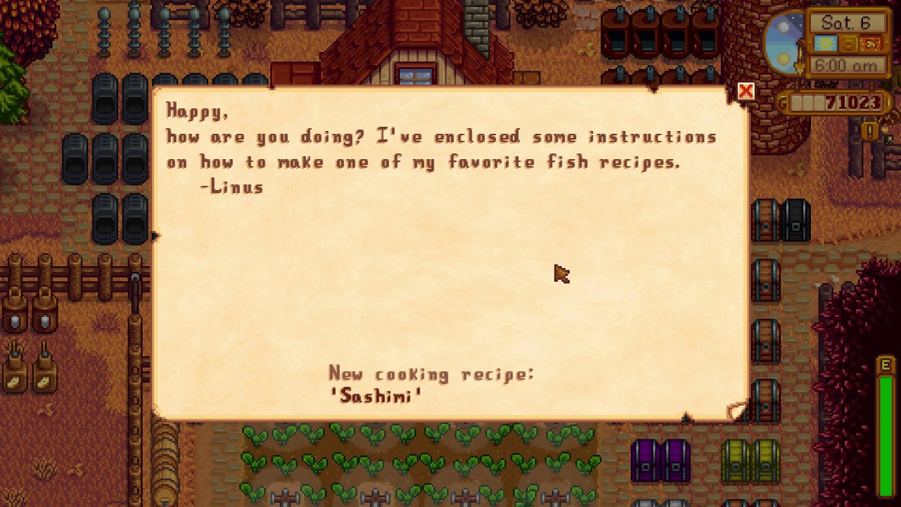 how to learn to make sashimi stardew valley