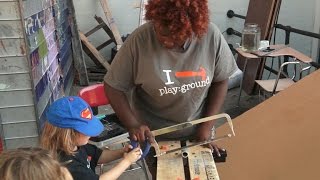Junk playground gives saws, nails & grounds to play