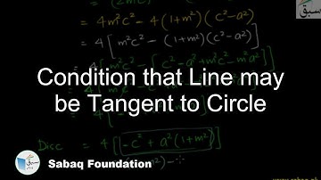 Condition that Line may be Tangent to Circle, Math Lecture | Sabaq.pk