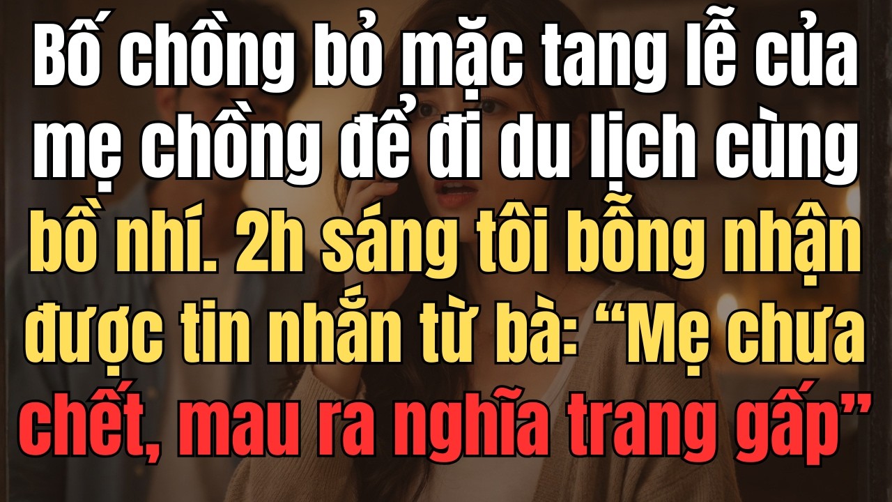 Bố Chồng Bỏ Mặc Tang Lễ Của Mẹ Chồng Để Đi Du Lịch Cùng Bồ Nhí. 2h Sáng Tôi Nhận Được Tin Nhắn Từ Bà