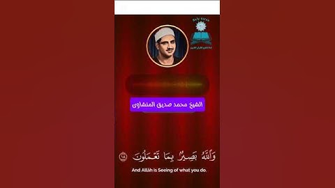 تلاوة منشاوية تأخذ القلوب 🌟( وَاللَّهُ بَصِيرٌ بِمَا تَعْمَلُونَ ) 🌟 الشيخ محمد صديق المنشاوى