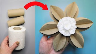 Fantastic Toilet Paper Rolls Reuse Idea ♻️ 3D Paper Flower Tutorial 💚 Home Decor DIY Craft